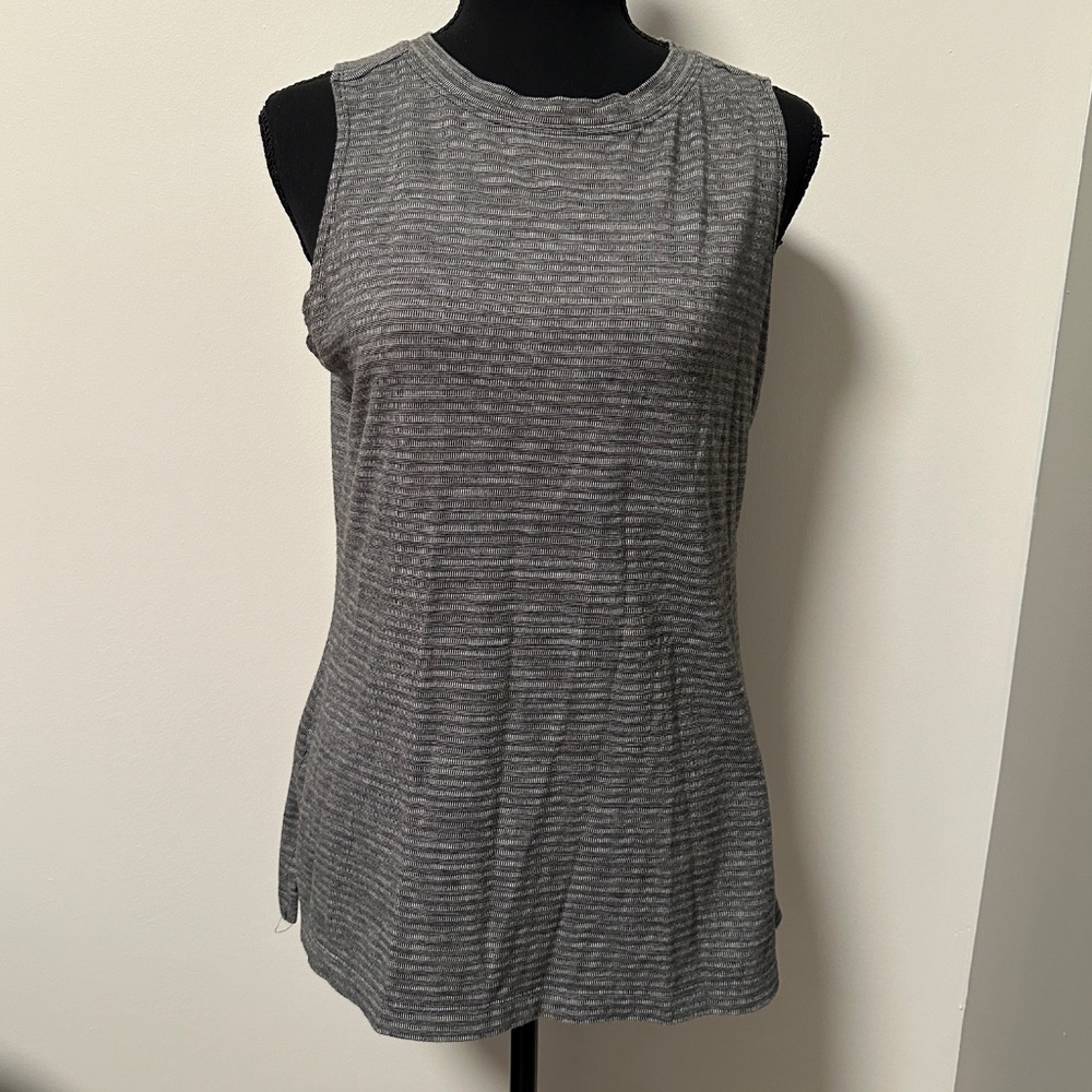 *ATHLETIC WORKS* Gray x White Striped Activewear Tank Top Size M (8-10)